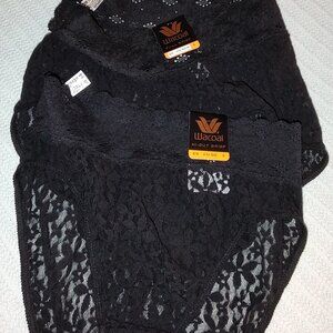 WACOAL BLACK LACE STRETCH KNIT PANTIES HALO